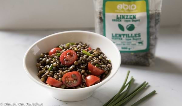 Salade fraîche de lentilles vertes